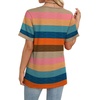 image:imageWIHOLL Womens Summer Tops Short Sleeve Basic Casual V Neck T Shirts Trendy Fashion 2026Z Colorful Stripes