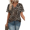 image:imageWIHOLL Womens Summer Tops Short Sleeve Basic Casual V Neck T Shirts Trendy Fashion 2026Z Leopard Print