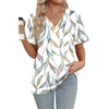 image:imageWIHOLL Womens Summer Tops Short Sleeve Basic Casual V Neck T Shirts Trendy Fashion 2026Z Multi Leaf
