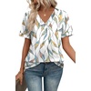 image:imageWIHOLL Womens Summer Tops Short Sleeve Basic Casual V Neck T Shirts Trendy Fashion 2026Z Multi Leaf