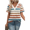 image:imageWIHOLL Womens Summer Tops Short Sleeve Basic Casual V Neck T Shirts Trendy Fashion 2026Z Striped