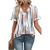 image:imageWIHOLL Womens Summer Tops Short Sleeve Basic Casual V Neck T Shirts Trendy Fashion 2026Z Tiedye Brown