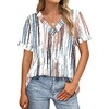 image:imageWIHOLL Womens Summer Tops Short Sleeve Basic Casual V Neck T Shirts Trendy Fashion 2026Z Tiedye Brown