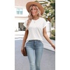 image:imageWIHOLL Womens Summer Tops Short Sleeve Sweater Work Office Business Casual Outfits Fashion Clothing02  White