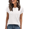 image:imageWIHOLL Womens Summer Tops Short Sleeve Sweater Work Office Business Casual Outfits Fashion Clothing02  White
