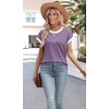 image:imageWIHOLL Womens Summer Tops Short Sleeve Sweater Work Office Business Casual Outfits Fashion Clothing04  Purple