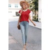 image:imageWIHOLL Womens Summer Tops Short Sleeve Sweater Work Office Business Casual Outfits Fashion Clothing06  Red