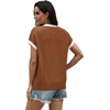 image:imageWIHOLL Womens Summer Tops Short Sleeve Sweater Work Office Business Casual Outfits Fashion Clothing07  Red Brown