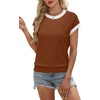 image:imageWIHOLL Womens Summer Tops Short Sleeve Sweater Work Office Business Casual Outfits Fashion Clothing07  Red Brown