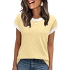 image:imageWIHOLL Womens Summer Tops Short Sleeve Sweater Work Office Business Casual Outfits Fashion Clothing09  Yellow