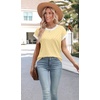 image:imageWIHOLL Womens Summer Tops Short Sleeve Sweater Work Office Business Casual Outfits Fashion Clothing09  Yellow