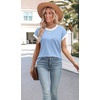 image:imageWIHOLL Womens Summer Tops Short Sleeve Sweater Work Office Business Casual Outfits Fashion Clothing10  Light Blue