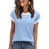 image:imageWIHOLL Womens Summer Tops Short Sleeve Sweater Work Office Business Casual Outfits Fashion Clothing10  Light Blue