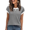 image:imageWIHOLL Womens Summer Tops Short Sleeve Sweater Work Office Business Casual Outfits Fashion Clothing11  Grey