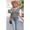 image:imageWIHOLL Womens Summer Tops Short Sleeve Sweater Work Office Business Casual Outfits Fashion Clothing11  Grey