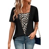 image:imageWIHOLL Womens Summer Tops Trendy 2 in 1 Blouses Short Sleeve Shirts Casual T Shirts Beach Vacation ClothesBlack Leopard Print
