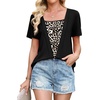 image:imageWIHOLL Womens Summer Tops Trendy 2 in 1 Blouses Short Sleeve Shirts Casual T Shirts Beach Vacation ClothesBlack Leopard Print
