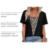 image:imageWIHOLL Womens Summer Tops Trendy 2 in 1 Blouses Short Sleeve Shirts Casual T Shirts Beach Vacation ClothesBlack Leopard Print