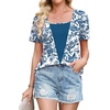 image:imageWIHOLL Womens Summer Tops Trendy 2 in 1 Blouses Short Sleeve Shirts Casual T Shirts Beach Vacation ClothesBlue Ethnic Floral