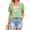 image:imageWIHOLL Womens Summer Tops Trendy 2 in 1 Blouses Short Sleeve Shirts Casual T Shirts Beach Vacation ClothesGreen Floral