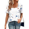 image:imageWIHOLL Womens Summer Tops Trendy 2 in 1 Blouses Short Sleeve Shirts Casual T Shirts Beach Vacation ClothesLeaf Flower