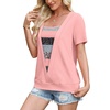 image:imageWIHOLL Womens Summer Tops Trendy 2 in 1 Blouses Short Sleeve Shirts Casual T Shirts Beach Vacation ClothesPink Stripe