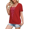 image:imageWIHOLL Womens Summer Tops Trendy 2 in 1 Blouses Short Sleeve Shirts Casual T Shirts Beach Vacation ClothesRed Polka Dots