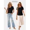 image:imageWIHOLL Womens Summer Tops Trendy Short Sleeve T Shirts Pleated Crewneck Tees Blouses Dressy Casual Outfits Fashion Clothing1black