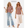 image:imageWIHOLL Womens Summer Tops Trendy Short Sleeve T Shirts Pleated Crewneck Tees Blouses Dressy Casual Outfits Fashion Clothing2print 4