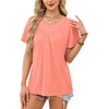 image:imageWIHOLL Womens Summer Tops Trendy Short Sleeve T Shirts Pleated Crewneck Tees Blouses Dressy Casual Outfits Fashion ClothingCoral