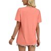 image:imageWIHOLL Womens Summer Tops Trendy Short Sleeve T Shirts Pleated Crewneck Tees Blouses Dressy Casual Outfits Fashion ClothingCoral