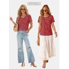 image:imageWIHOLL Womens Summer Tops Trendy Short Sleeve T Shirts Pleated Crewneck Tees Blouses Dressy Casual Outfits Fashion ClothingPrint 7