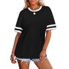 image:imageWIHOLL Womens T Shirts Loose Fit Short Sleeve Tees Crew Neck Color Block Summer Tops 2026 Fashion02  Black