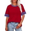 image:imageWIHOLL Womens T Shirts Loose Fit Short Sleeve Tees Crew Neck Color Block Summer Tops 2026 Fashion03  Red1