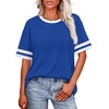 image:imageWIHOLL Womens T Shirts Loose Fit Short Sleeve Tees Crew Neck Color Block Summer Tops 2026 Fashion04  Blue