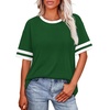 image:imageWIHOLL Womens T Shirts Loose Fit Short Sleeve Tees Crew Neck Color Block Summer Tops 2026 Fashion06  Deep Green