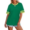 image:imageWIHOLL Womens T Shirts Loose Fit Short Sleeve Tees Crew Neck Color Block Summer Tops 2026 Fashion06  Green
