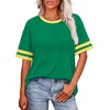 image:imageWIHOLL Womens T Shirts Loose Fit Short Sleeve Tees Crew Neck Color Block Summer Tops 2026 Fashion06  Green