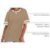 image:imageWIHOLL Womens T Shirts Loose Fit Short Sleeve Tees Crew Neck Color Block Summer Tops 2026 Fashion07  Khaki