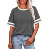 image:imageWIHOLL Womens T Shirts Loose Fit Short Sleeve Tees Crew Neck Color Block Summer Tops 2026 Fashion08  Grey