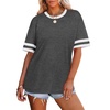 image:imageWIHOLL Womens T Shirts Loose Fit Short Sleeve Tees Crew Neck Color Block Summer Tops 2026 Fashion08  Grey