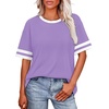 image:imageWIHOLL Womens T Shirts Loose Fit Short Sleeve Tees Crew Neck Color Block Summer Tops 2026 Fashion10  Purple