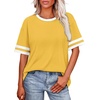 image:imageWIHOLL Womens T Shirts Loose Fit Short Sleeve Tees Crew Neck Color Block Summer Tops 2026 Fashion11  Yellow