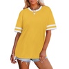 image:imageWIHOLL Womens T Shirts Loose Fit Short Sleeve Tees Crew Neck Color Block Summer Tops 2026 Fashion11  Yellow