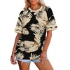 image:imageWIHOLL Womens T Shirts Loose Fit Short Sleeve Tees Crew Neck Color Block Summer Tops 2026 FashionBlack Beige Tropical Leaves