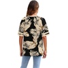 image:imageWIHOLL Womens T Shirts Loose Fit Short Sleeve Tees Crew Neck Color Block Summer Tops 2026 FashionBlack Beige Tropical Leaves