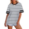 image:imageWIHOLL Womens T Shirts Loose Fit Short Sleeve Tees Crew Neck Color Block Summer Tops 2026 FashionBlack and Gray Striped
