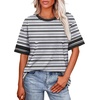 image:imageWIHOLL Womens T Shirts Loose Fit Short Sleeve Tees Crew Neck Color Block Summer Tops 2026 FashionBlack and Gray Striped