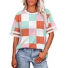 image:imageWIHOLL Womens T Shirts Loose Fit Short Sleeve Tees Crew Neck Color Block Summer Tops 2026 FashionBlue and Pink Color Block