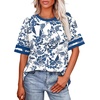 image:imageWIHOLL Womens T Shirts Loose Fit Short Sleeve Tees Crew Neck Color Block Summer Tops 2026 FashionBoho Print